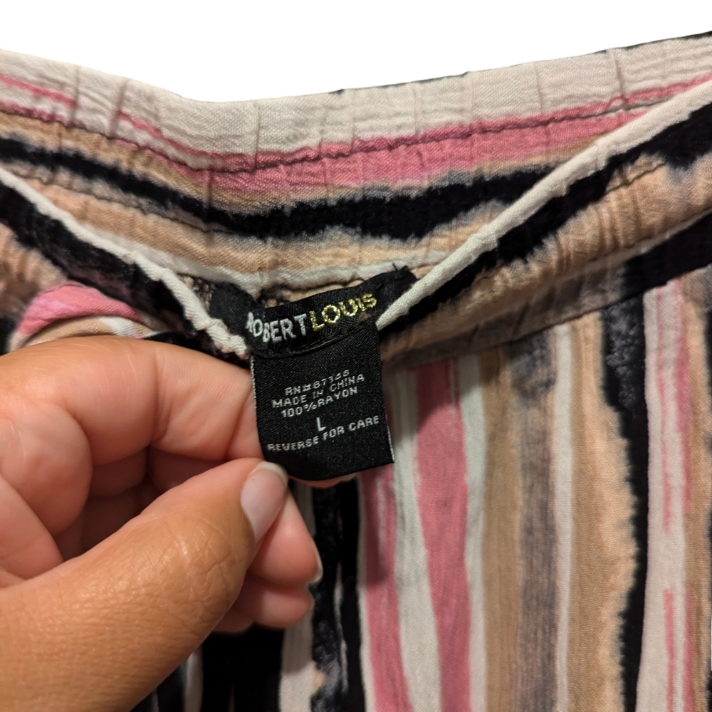 Robert Louis Multi Color Striped Sheer Pants | Sz L - Picture 5 of 6